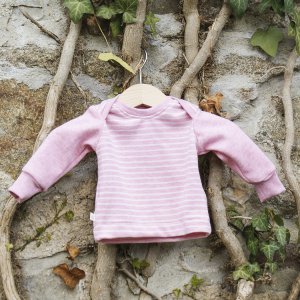 Bio-Babyshirt, Jacquard "Ringel" rosa