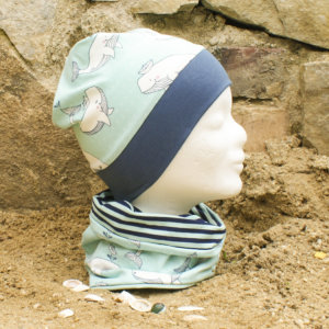 Bio Beanie, BioJersey "Wale" und Bio Loop, BioJersey "Wale"
