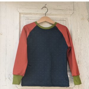 Bio Sweatshirt, BioSweat dunkelblau/Muster grün